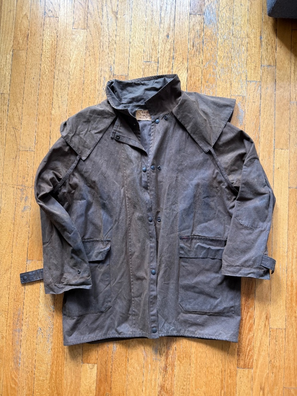 RM Williams Vintage Rouseabout 3/4 Oilskin Coat - Size Large